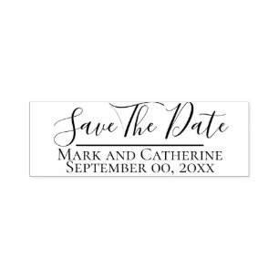 Save the date personalized monogram date script self-inking stamp