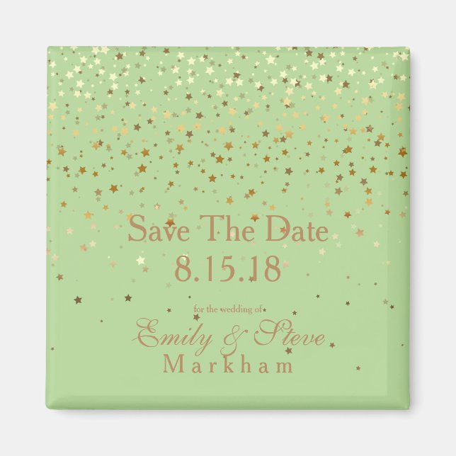 Save The Date Petite Golden Stars Magnet-Apple Magnet (Front)