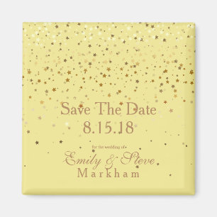 Save The Date Petite Golden Stars Magnet-Yellow Magnet