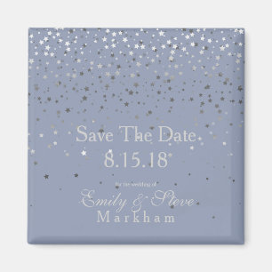 Save The Date Petite Silver Stars Magnet-DSTY Blue Magnet