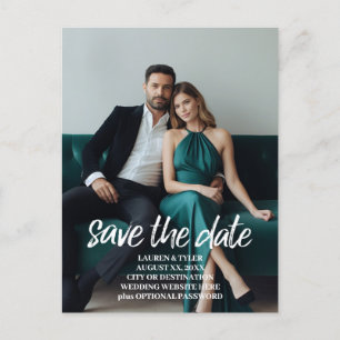 Save the Date - Photo and Modern Brushed Lettering Announcement Postcard