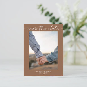 Save the Date Photo Boho Simple Modern Script  Announcement Postcard