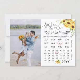 Save the Date Photo calendar sunflowers wedding Invitation