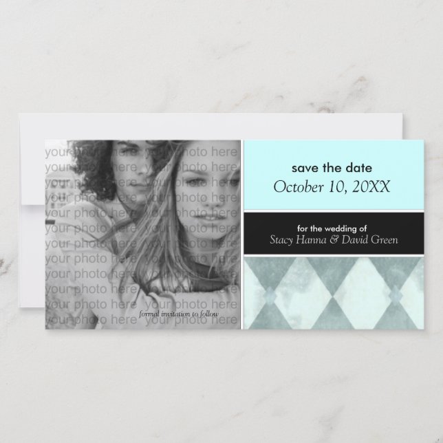 Save the Date Photo Card Announcements {Teal} (Front)