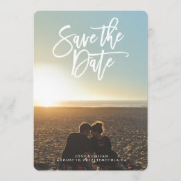 Save the Date photo card, brush script