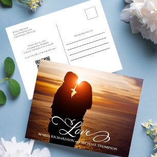 Save the Date Photo Elegant Script Website Announcement Postcard