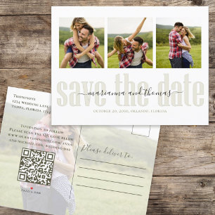 Save the Date Photo Elegant Simple Typography Announcement Postcard