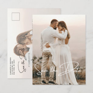 Save The Date Photo Elegant Wedding Announcement Postcard