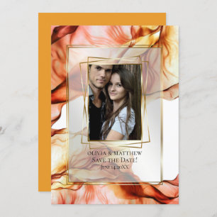 Save the Date Photo Frame Autumn Abstract 2 Invitation