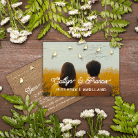 Save The Date Photo Gold Kraft Black Birds Digital