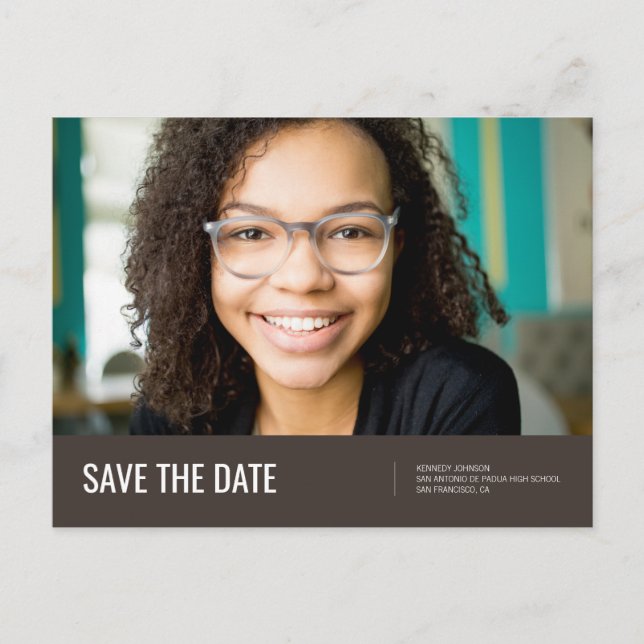 Save The Date | Photo Graduation Announcement Postcard (Front)