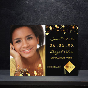 Save the Date photo graduation party 2021 black Postcard