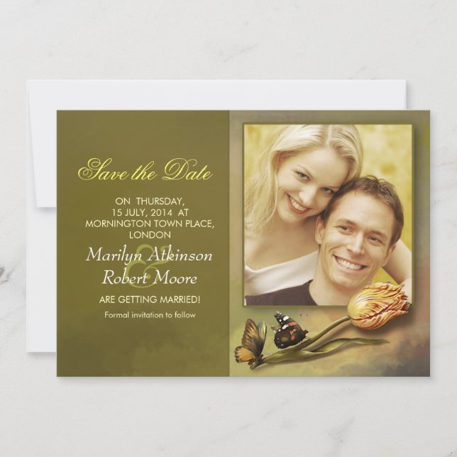 save the date photo invitation with vintage design (Front)