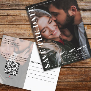 Save the Date Photo QR Code Minimalist Modern Announcement Postcard