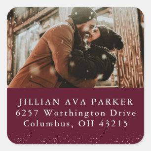 Save the date photo return address square sticker