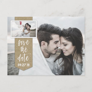 Save the Date Photo Rustic Burlap Wedding Announcement Postcard