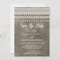 Save the Date Photo Rustic Lace Wood Fence