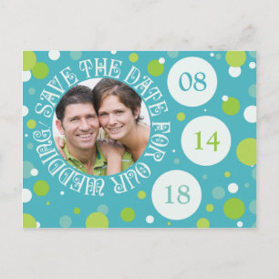 Save The Date Photo Template Blue Green Wedding