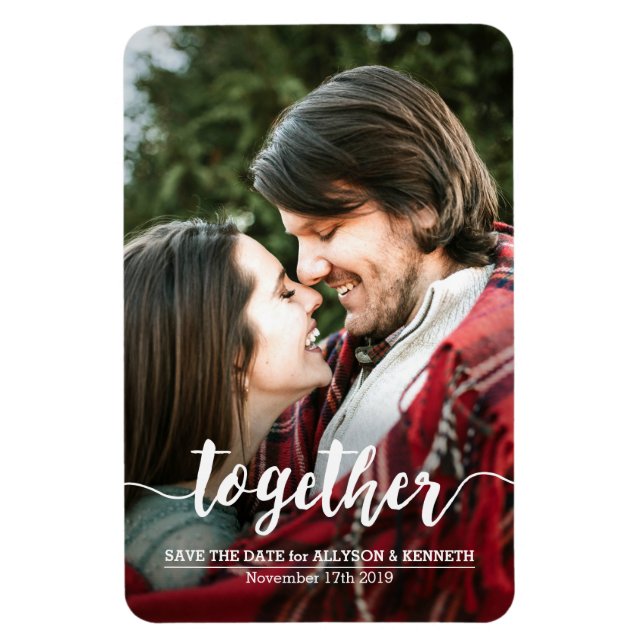 Save the Date Photo Template Together Typography Magnet (Vertical)