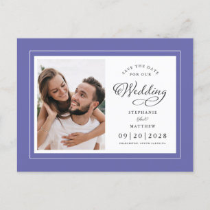Save The Date Photo Very Peri Blue Elegant Wedding Announcement Postcard