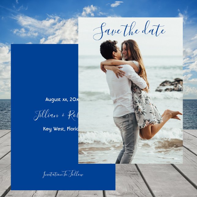Save The Date Photo Wedding Announcement Blue (Save The Date Photo Wedding Announcement Blue)