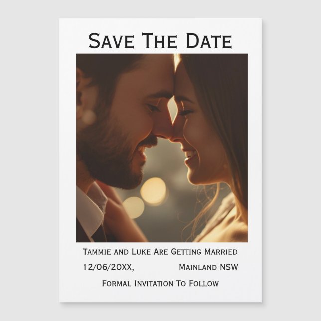 Save the Date Photo Wedding Magnet  (Front)