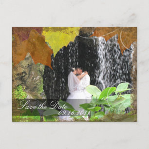 Save the Date Photo Wedding Postcard Autumn Leaves