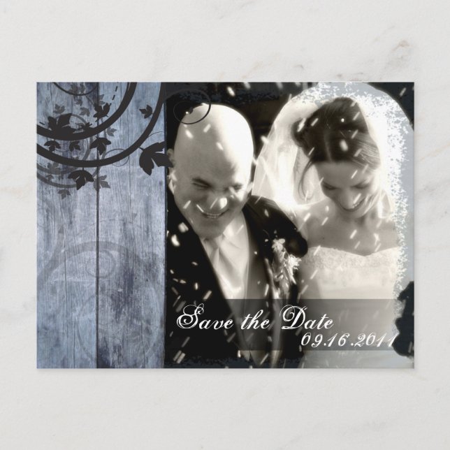 Save the Date Photo Wedding Postcard Barn Board (Front)
