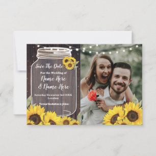 Save The Date Photo Wood Sunflower Photo Wedding