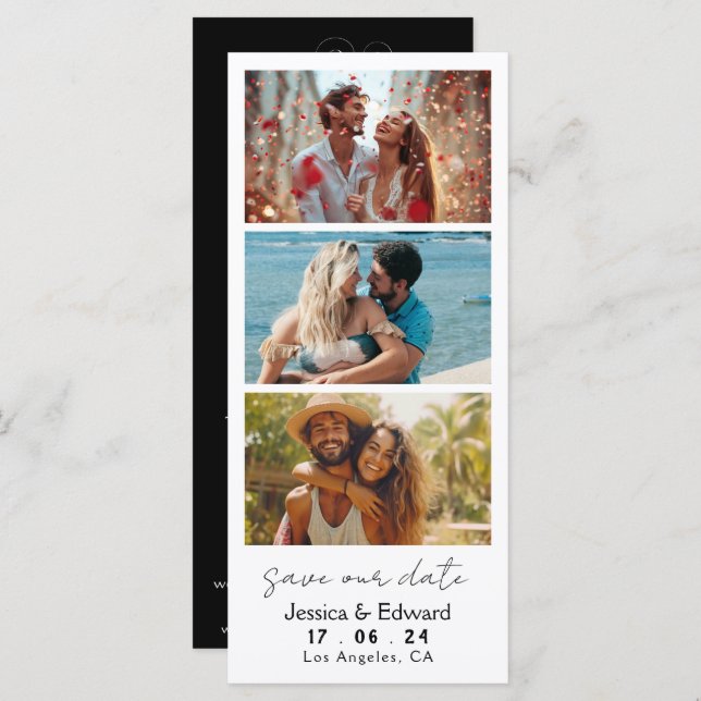 Save The Date PhotoBooth Qr Code Black White Chic (Front/Back)