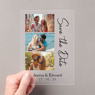 Save The Date PhotoBooth Qr Code Black White Chic Acrylic Invitations