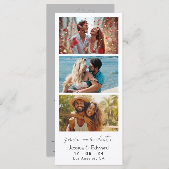 Save The Date PhotoBooth Qr Code Light Grey Modern (Front/Back)