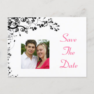 Save The Date pink and black Announcement Postcard