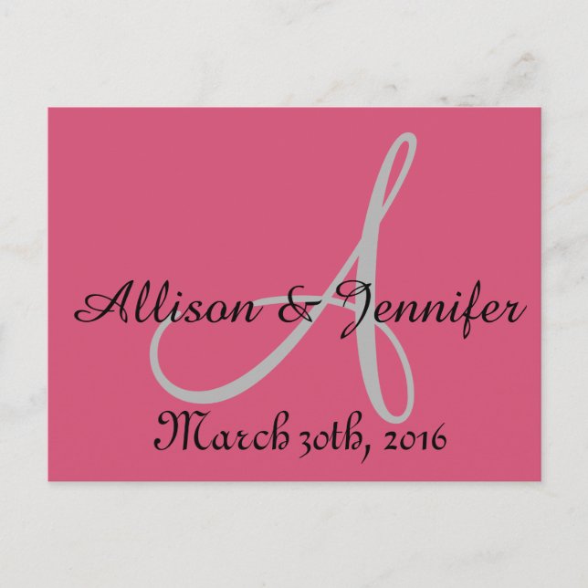 Save the date Pink Announcement Postcard (Front)