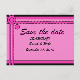 SAVE THE DATE - (Pink & Black) -circles/lines Announcement Postcard