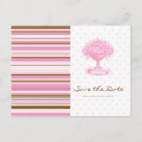 SAVE THE DATE, Pink & Brown Chic Postcard