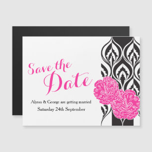Save the date pink dianthus wedding magnetic invitation
