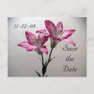 Save the Date pink lily Announcement Postcard