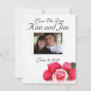 Save the Date Pink rose invitation