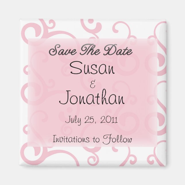 Save the Date Pink Scroll Magnet (Front)