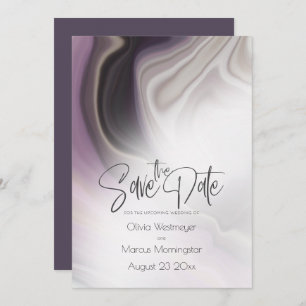 Save the Date Plum Misty Marble Invitation