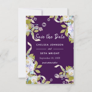 Save the Date Plum Purple and Spring Floral