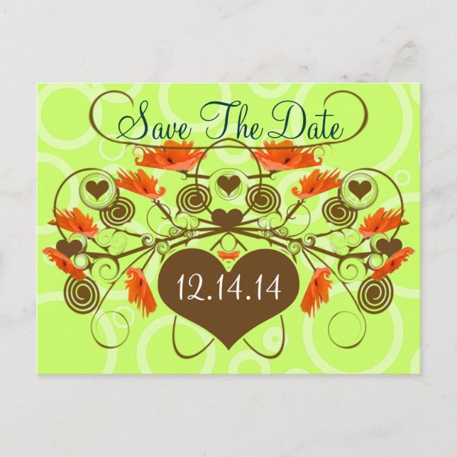 Save the Date -Poppies With an Edge Announcement Postcard (Front)