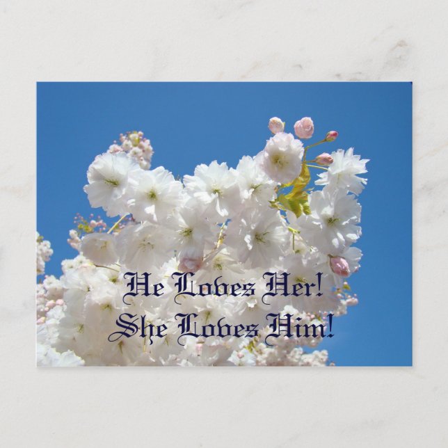 Save the Date! post cards White Flower Blossoms (Front)