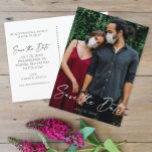Save The Date Postcard - Minimal Script<br><div class="desc">Congratulations on your engagement! Make sure everyone is able to attend your big event with our lovely Save The Dates! And with these lovely postcards you can easily edit and mail! Click the "Customise it" button to get started with your layout! This product includes images that are intended to be...</div>