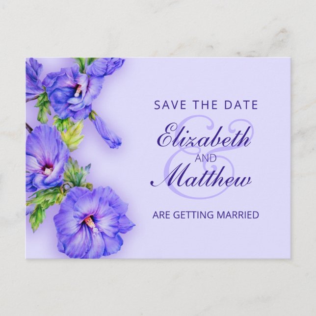 Save the Date Postcard painted hibiscus (Front)