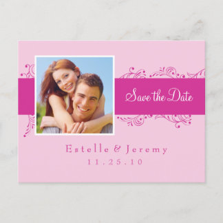 Save the Date Postcard Photo 03 Pink