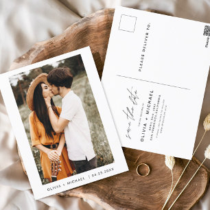 Save the Date Postcard Photo Minimalist Script