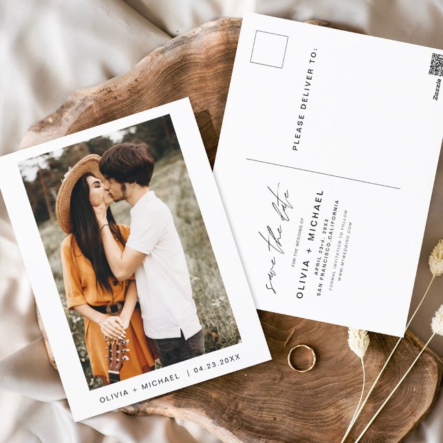 Save the Date Postcard Photo Minimalist Script (Creator Uploaded)