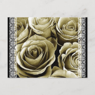 Save the Date Postcard SEPIA Roses
